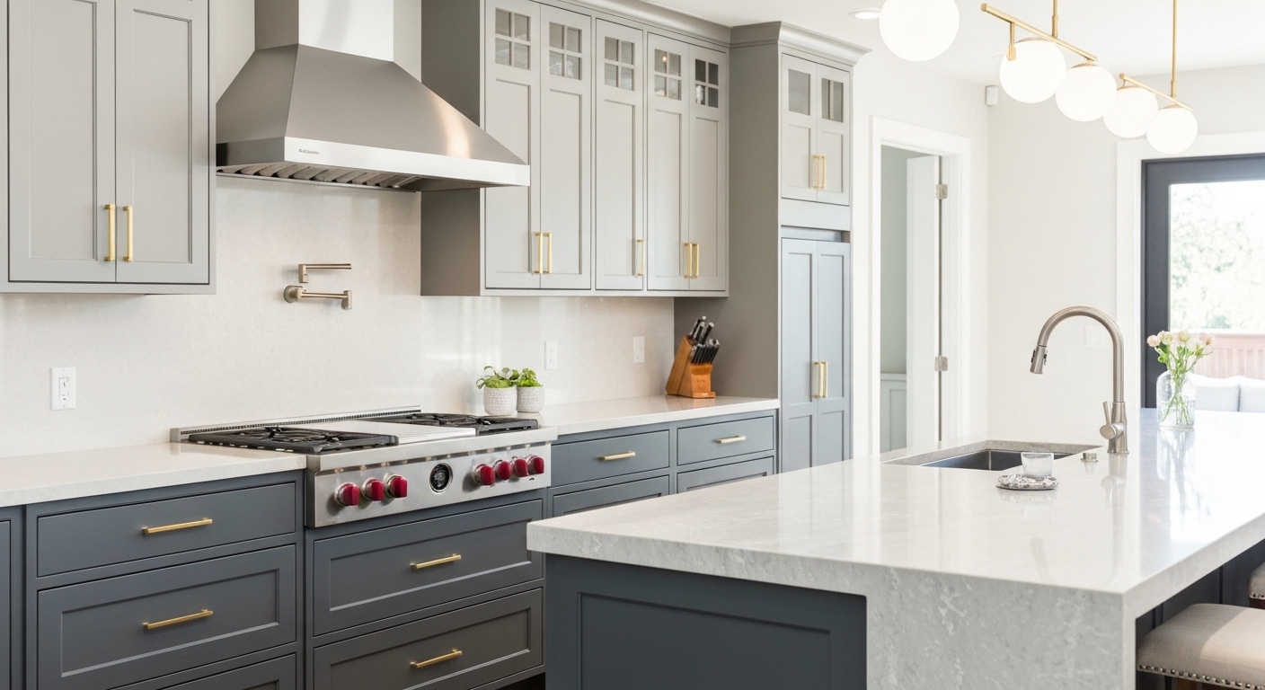 Un établi en bois terminé avec une surface supérieure lisse dans un atelier à domicile