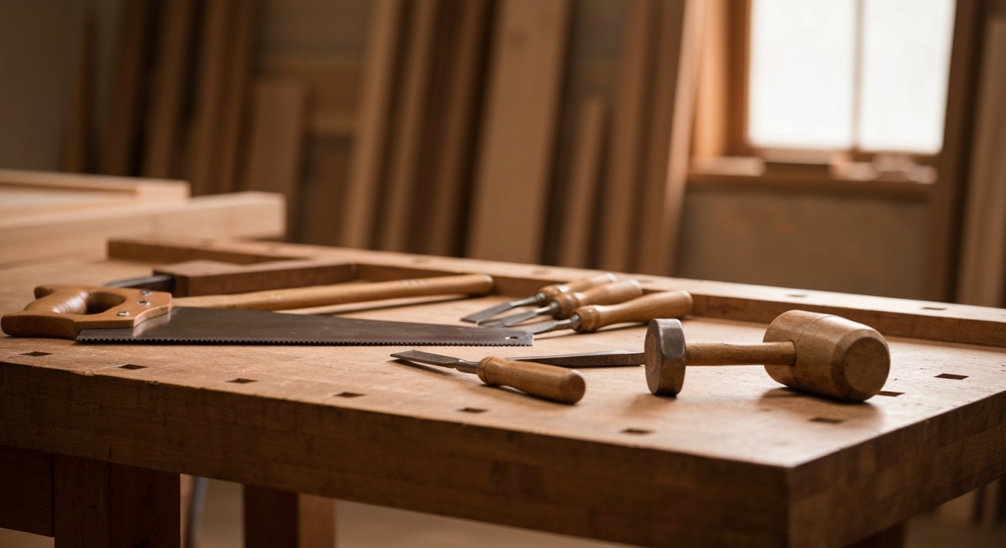 A finished cedar planter box on a patio filled with green herbs and flowering plants